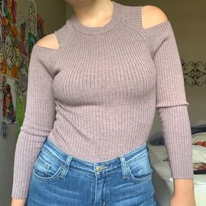 shoulder cutout long sleeve shirt